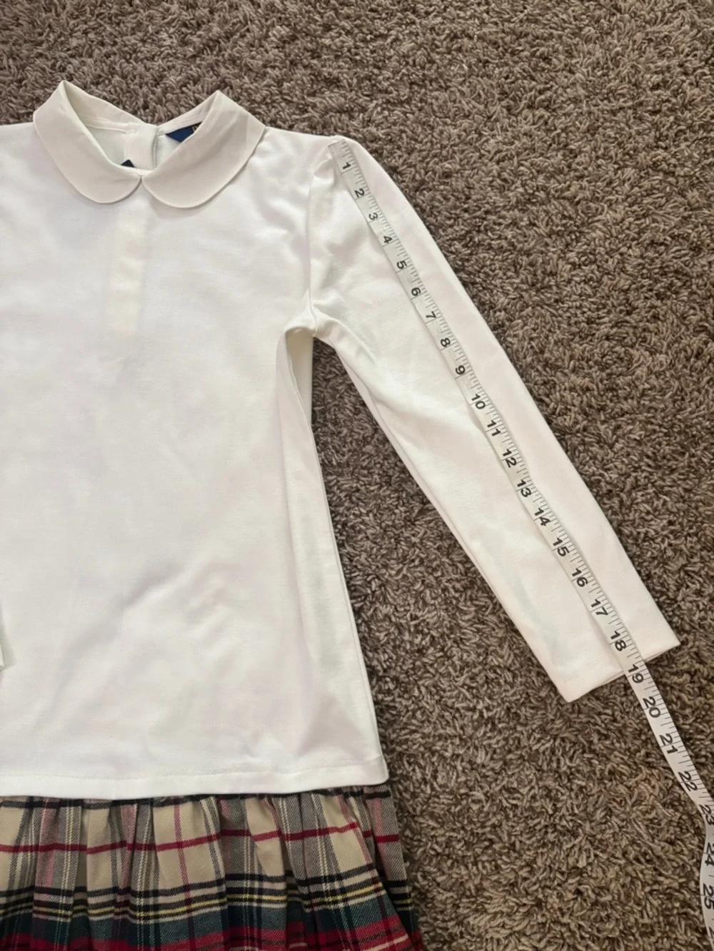 Ralph Lauren White Top with Red and Green Plaid Skirt Dress
